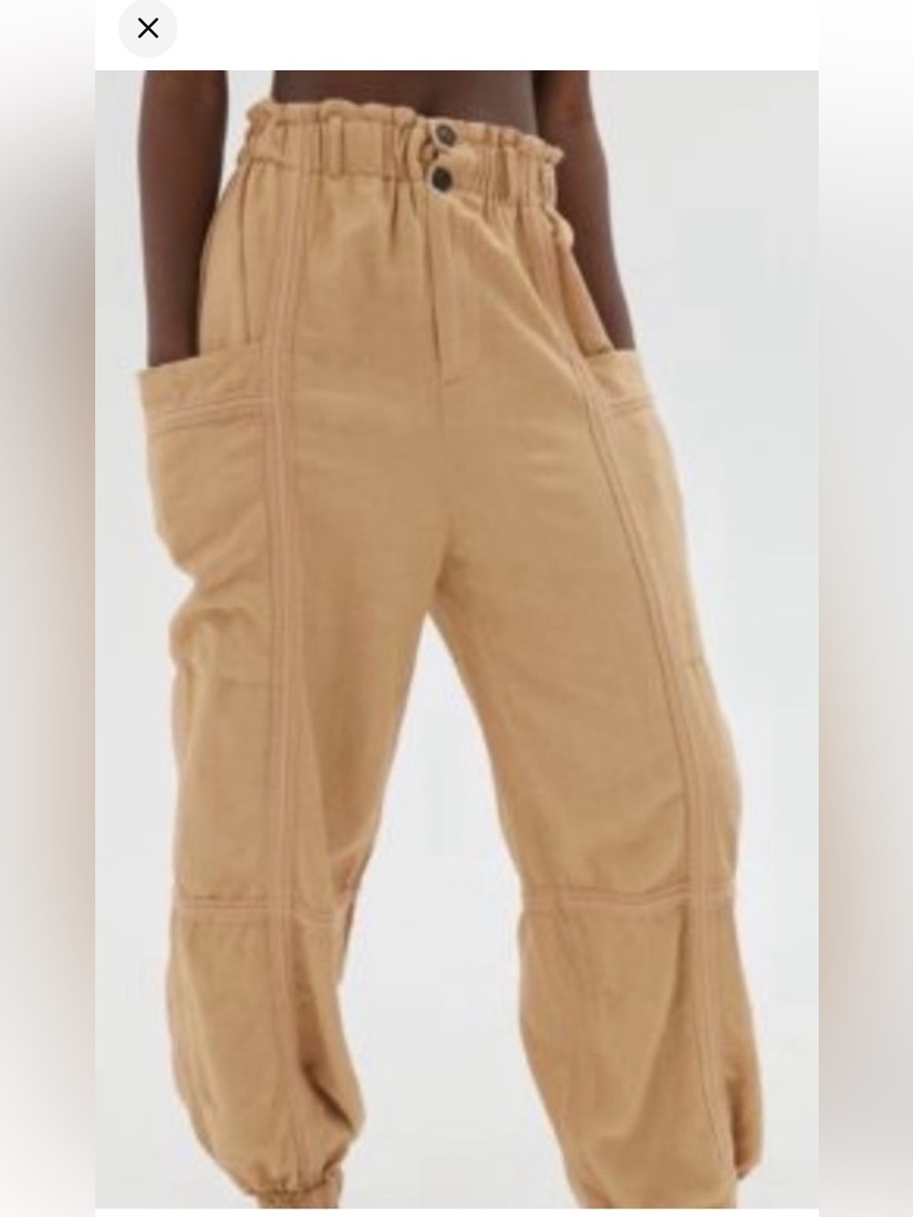 Urban Outfitters Isla Slouchy Linen Casual Tan Jogger Pants Brand New Small